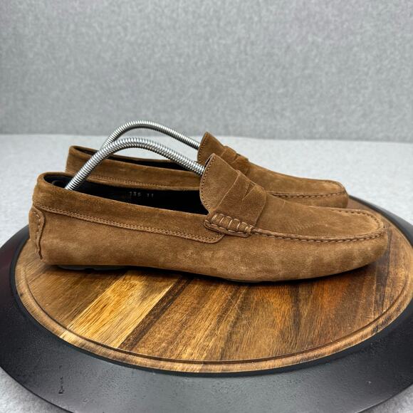 To Boot New York "Mitchum" Men's 11 Suede Moc Toe Penny Loafer Brown Shoes - Picture 1 of 6